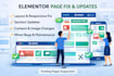 fix elementor layout issues and update page sections