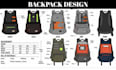 bag tech pack, backpack and handbag sketch design for factory manufacturing