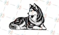 design illustration dog husky logo with copyright