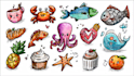 create hand drawn doodle icons, cartoon illustrations