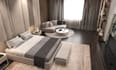 design a modern bedroom with 2d layout and 3d visualization