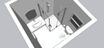 design a functional bathroom layout with plumbing suggestions , concept layout