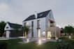 upgrade 3d modern curb appeal,detached house,home addition,night exterior render