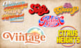 design retro vintage striped typography logo