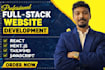 do full stack website development in mern, nodejs, react js, custom development
