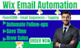 do wix email automation, fluentcrm setup, email sequences and tagging