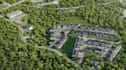 render3d site development,architectural land planning,map out street,aerial view