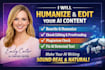 humanize ai content edit ebooks proofread rewrite  fix ai text