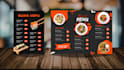 design a modern restaurant menu and food flyer