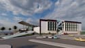 model 3d hotel elevation,landscape hotel environment render,park solution design
