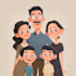 cartoon style family portrait