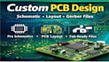 design a custom pcb layout with schematic and gerber files for fabrication