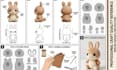 create a custom plush toy deign reference sheet with sewing pattern and details