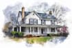 watercolor a house portrait