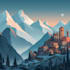 create flat landscape illustration of nature