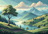 design aesthetic pixel art landscape or scenery