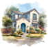watercolor a house portrait