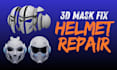 fix, modify or split cosplay helmet and armor stl for 3d printing