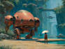 paint science fiction scenes with spaceships and robots