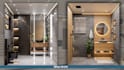 do interior bathroom design and kitchen design 3d rendering
