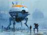 paint science fiction scenes with spaceships and robots