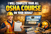 tutor with osha 10, 30 and 40 hour courses