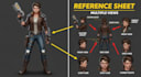 create a professional character reference sheet for artists, games and animation