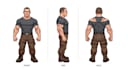 create a clean character turnaround model sheet with multiple views