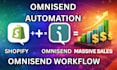 setup omnisend workflow klaviyo automation and integrate into shopify store