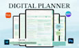 etsy digital planner, hyperlinked digital planner canva ebook kdp journal design