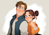 draw a custom cartoon couple portrait