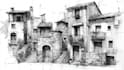 sketch houses and buildings