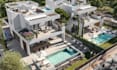 cgi luxury villa, townhouse development,3d duplex housing, rooftop lounge render