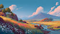 illustrate beautiful flat landscape illustration art