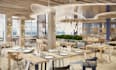 transform 3d seafood lounge,dining hall setup, cgi beach restaurant, cafe render