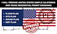 prepare united states simple california and texas residential permit drawings