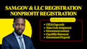 do sam gov nonprofit llc registration, uei, cage code, naics code and federal id