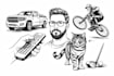 create custom line art of objects, vehicles and characters
