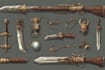 design creative concept art of weapons and items