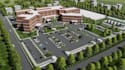revamp cgi hospital master plan, modern healthcare facility, landscape rendering