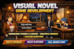 develop and script your 2d visual novel game using renpy, unity, or godot