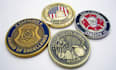 design command cryptocurrency challenge coin military badge, token 3d sculpting