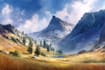 draw a watercolor landscape illustration