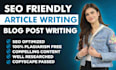 do SEO article writing, blog writing, and website content