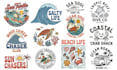 design surfing, skating, beach, ocean and vacation logo
