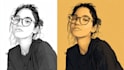 do cartoon, stencil and line art portrait from original