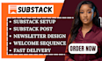 setup substack account design substack newsletter substack post management