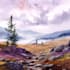 handrawn watercolor landscape on paper