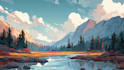 illustrate beautiful flat landscape illustration art