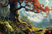 draw illustrate beautiful flat landscape illustration art